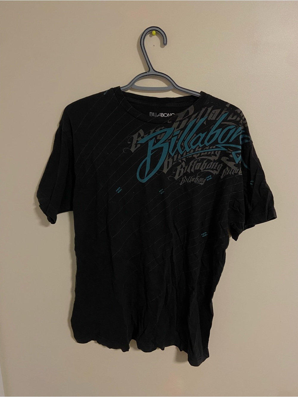 Billabong Black Short-Sleeve Tee with Teal Script Logo